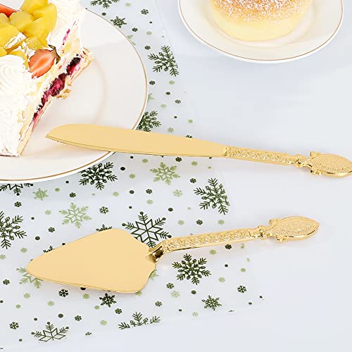 Tukdak Cake Cutting Set For Wedding, Personalized Gold Cake Knife And Server Set, Custom Cake Serving Set, Engraved Pastry Pie Server Cake Pizza Cutter, Birthday Bridal Gift (F-Vintage) #TOP4