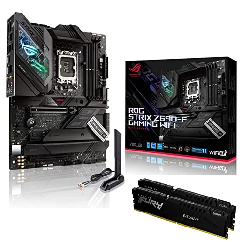 �y �}�U�[�{�[�h + �������Z�b�g �z ASUS ��12���� INTEL CPU (LGA1700) �Ή� ROG STRIX Z690-F GAMING WIFI + Kingston �f�X�N�g�b�vPC�p������ DDR5 5200MHz 16GBx2�� 