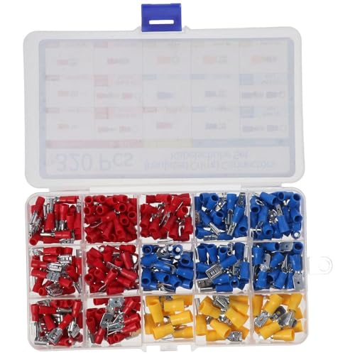HOBBYIN 320Pcs Insulated Crimp Connectors, Male/Female Wire Cable Electrical Connectors Kit, Fork Ring Spade Quick Disconnect Crimp Terminals for Automotive Marine Boat Truck