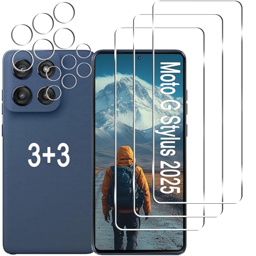 LXXMSXH [3+3 Pack] Moto G Stylus 5G 2025 Screen Protector + Camera Lens Protector 9H Hardness Anti Scratch Easy Installation Bubble Free HD Tempered Glass for Motorola Moto G Stylus 2025