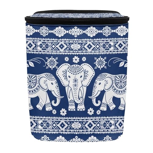 Image of Talayituse Boho Mandala Elephant Print Car Trash Can with Lid, Leak Proof Auto Trash Bag Hanging Vehicle Garbage Can Multipurpose Storage Container for Back Seat Road Trip