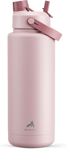 Miniatura 55 de POWCAN - Botella de agua térmica 2 en 1, sorbete y tapa con boquilla, antifugas, acero inoxidable sin BPA, apta portavasos automóvil, bebida fría 24