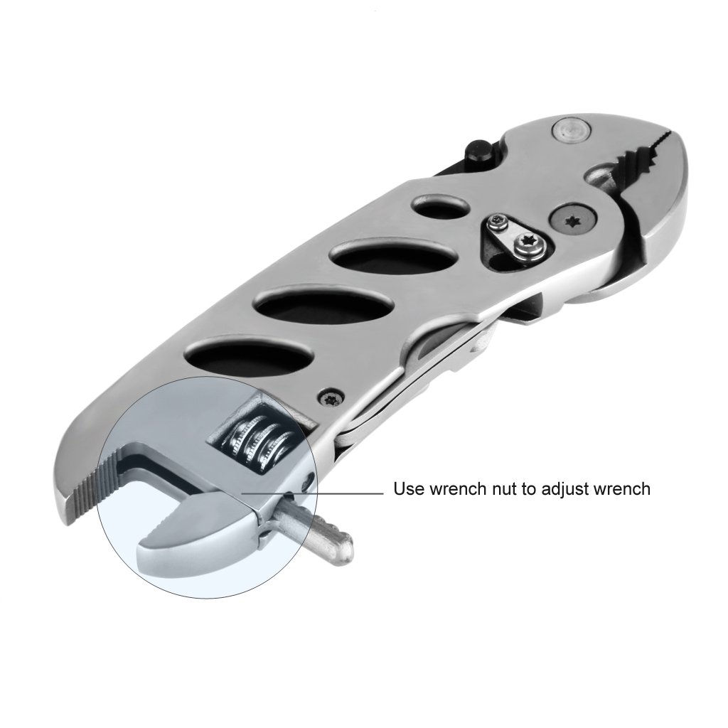 OUTU Multifonction outil clé couteau pince tournevis clé à molette - Outils de plein air avec étui en nylon
