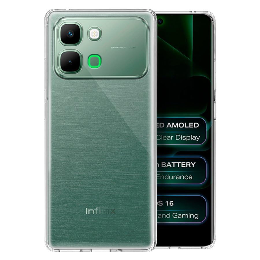 Image of Fashionury Crystal Clear Case for Infinix Note Edge 5G | Yellowing Resistance | Transparent TPU Silicone | Raised Camera Lips | Slim Transparent Cover