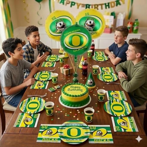 Image of University of Oregon Balloons 3 Pack-2-sided Ducks Mylar Ballons-Havercamp | Set of 3 double-sided Oregon Ducks mylar balloons, perfect for game days, graduations, birthdays, and fan celebrations.