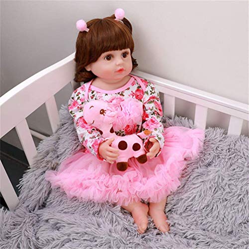 Babypuppe Zubehör 22 Zoll Lebensechte Reborn Prinzessin Babypuppen Mit Langen Haaren Realistische Ganzkörper Vinyl… – Bild 7