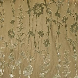 Olive Floral Damask Pattern Burnout Velvet Fabric - Buy now
