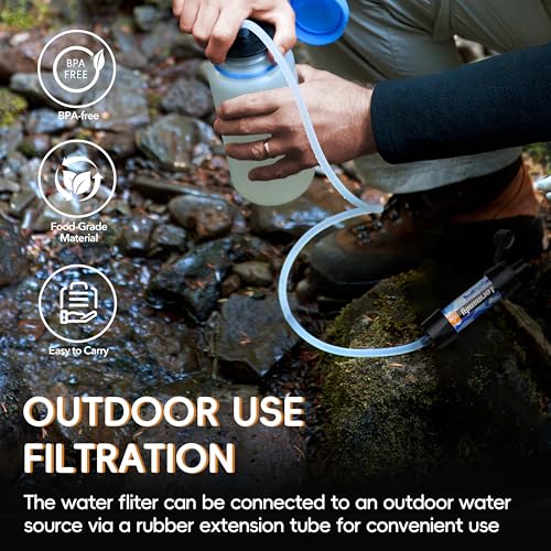 Image of Straw Water Filter, Portable Water Filtration System Water Purifier, Personal Outdoor Emergency Survival Gear for Hiking Travel Camping Accessories Emergency Preparedness Outdoor Activities