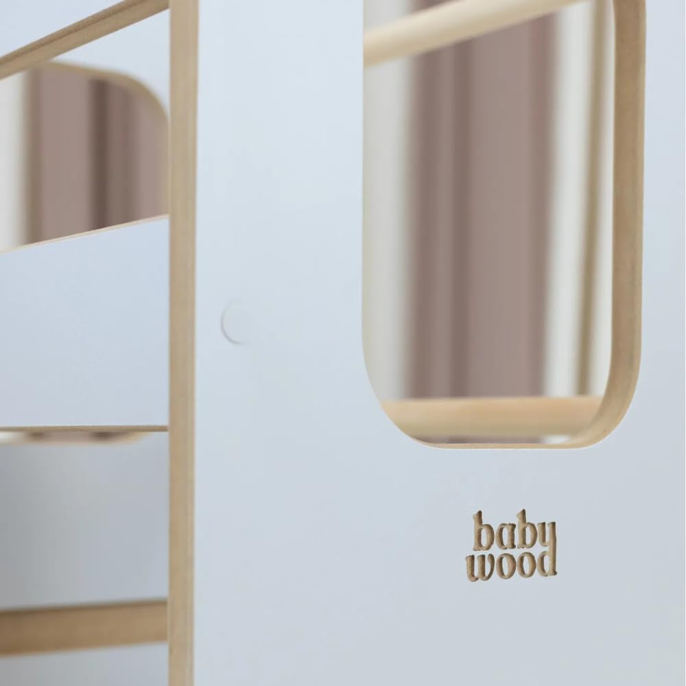 Babywood Lernturm Slim – höhenverstellbarer Küchenhelfer für Kinder, Stehpodest & Trittstufe, 85×40×41 cm, sicher & stabil, MDF, Farbe Kaschmir