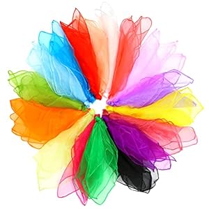 Luriseminger 30 Stück Jongliertücher, Bunte Tücher in 15 Farben, Tanz Tücher für Babys Kinder und Erwachsene – 60 x 60cm