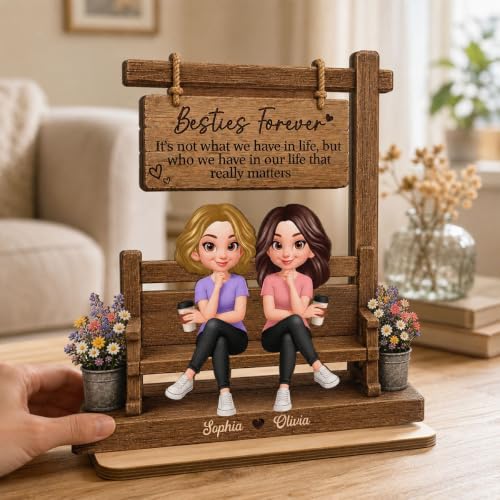 Personalized Besties Forever It's Not What We Have In Life 2-Layered Wooden Plaque, Gift for Best Friend, Besties, Sisters on Birthday Christmas - Image 2
