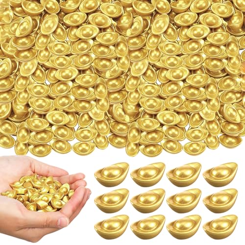 GEFIRE Decoración Mesa 200 Piezas Lingotes de Oro Chinos Metal Decoración para el Hogar Manualidades Decoracións de Oficina Accesorios para Juegos de Piratas
