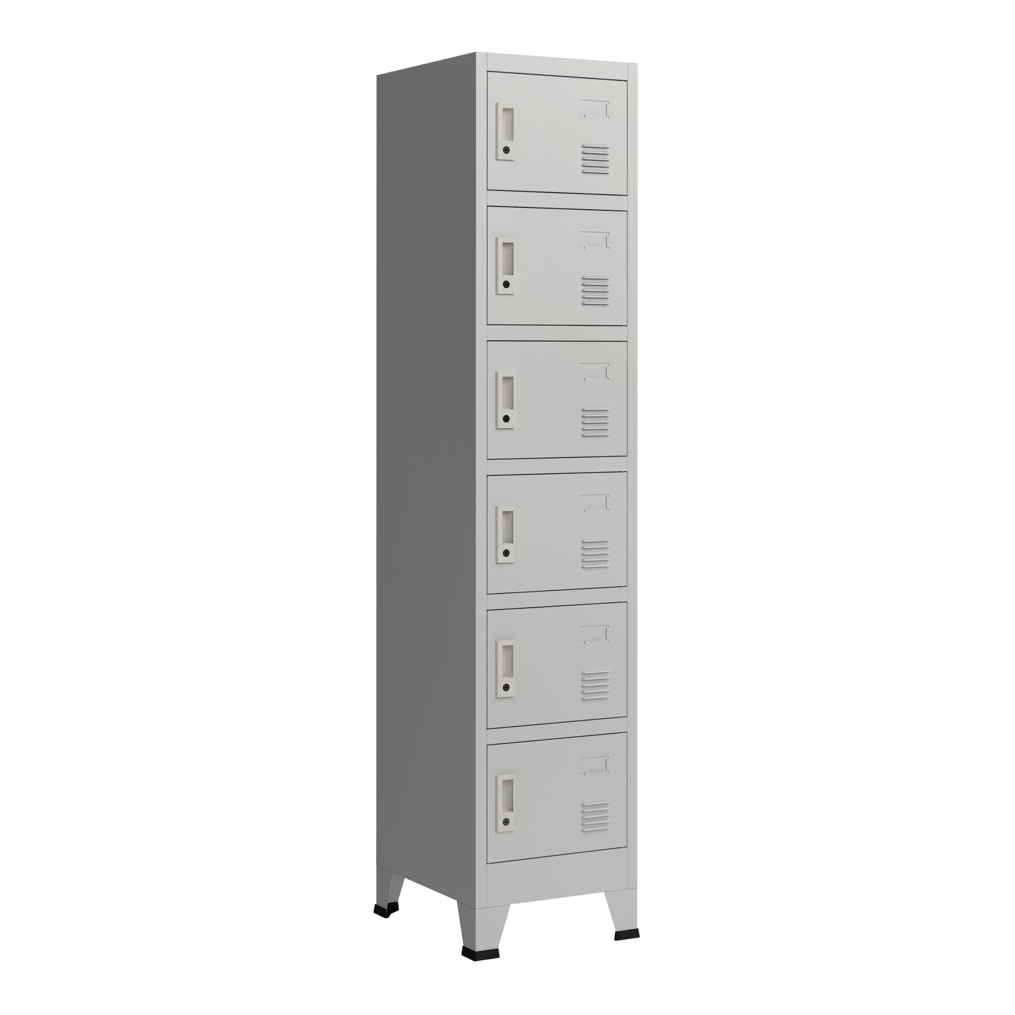 [en.casa] Armadio Spogliatoio Mobile a Colonna in Acciaio 180 x 38 x 45 cm Scomparti con 6 Ante Chiusura a Chiave e Targhetta - Grigio