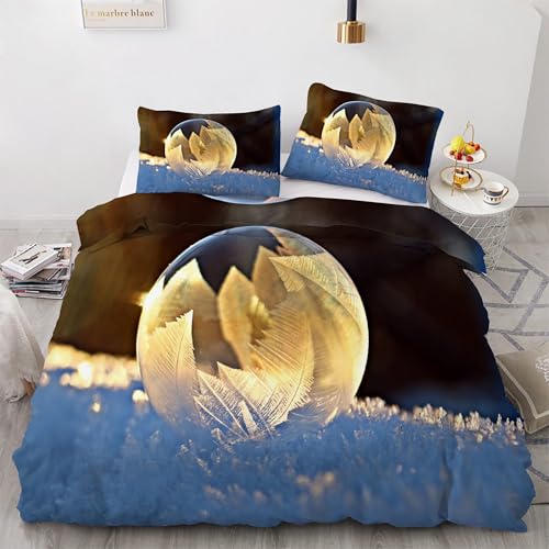 Parure de Lit Bulles De Glace en Microfibre Douce avec Fermeture Éclair