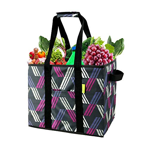 Reusable Bag Box Foldable Large Black Grocery Shopping Bag 1 Pcs with Extra