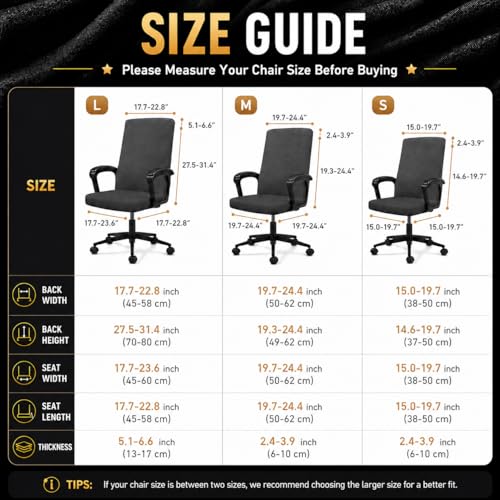 Image of Elastic Computer Chair Cover with Durable Zipper - Protective Removable Washable Universal Office Desk Chair Seat Slip Cover - Stretchy Soft Anti-dust Desk Chair Seat Protector for Dogs, Cats, Pets