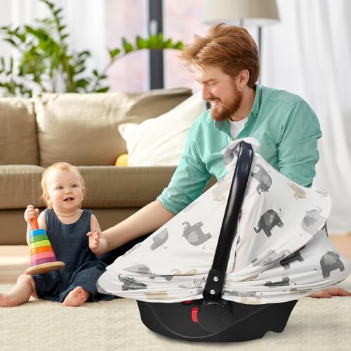 Image of Baby Car Seat Canopy Cover, Breathable Sun Shade, Full Privacy for Newborns & Infants, Universal Fit for Boys & Girls
