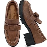 HARENCE Platform Loafers for Women Dressy: Casual Comfortable Slip On Chunky Loafer Walking Penny Work Business Office Shoes Brown