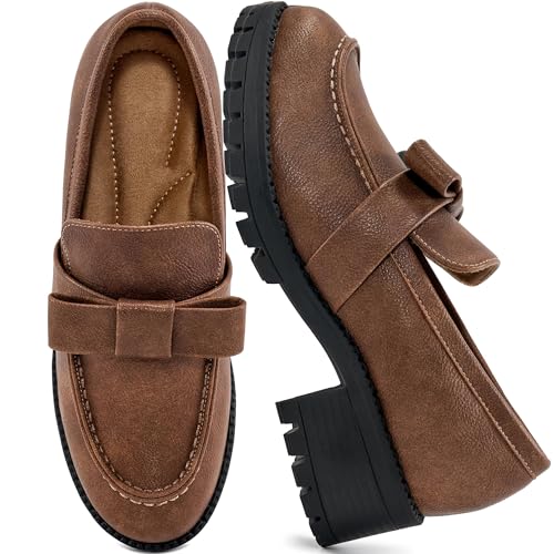 Image of HARENCE Platform Loafers for Women Dressy: Casual Comfortable Slip On Chunky Loafer Walking Penny Work Business Office Shoes