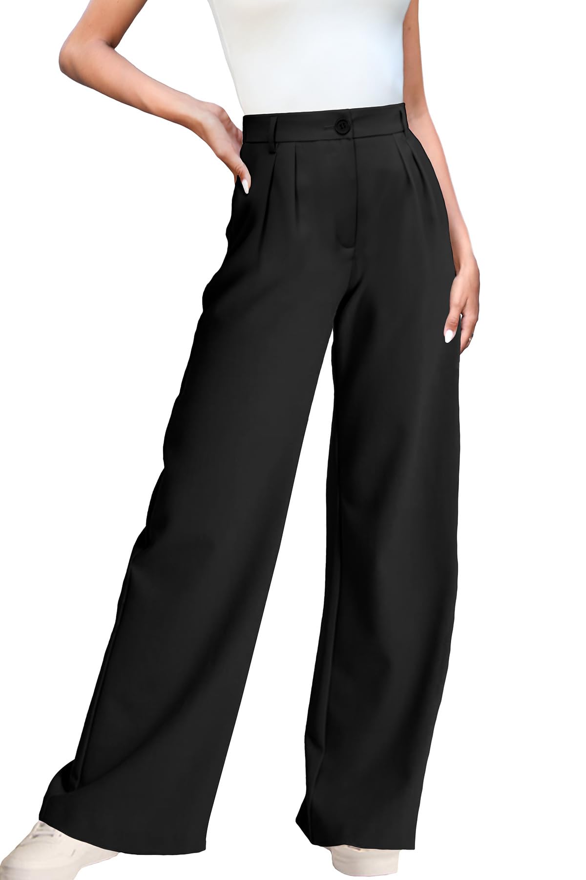 Mohiass Wide Leg Dress Pants For Women Business Casual Elastic