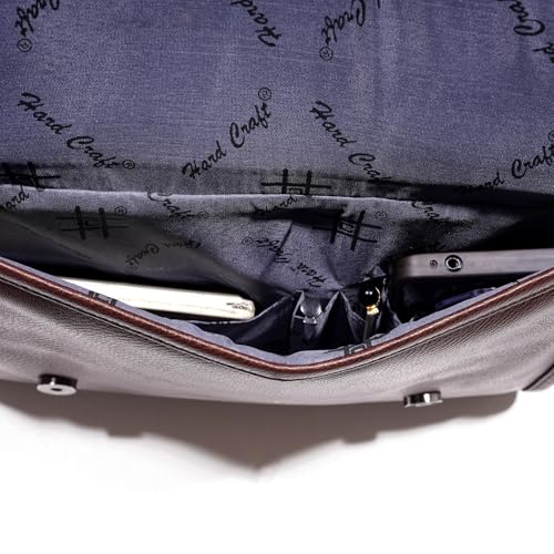 Image of Hard Craft Vegan Leather Office Laptop Messenger and Shoulder Side Sling Hand Bag For Men Corporate Executive Briefcase Bag For Man Supports Laptop Upto 15.6 inches