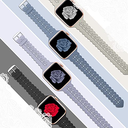 Image of Lace Silicone Bands Compatible with Apple Watch Bands for Women