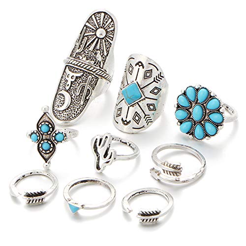 Gold Evil Eye Ring Set Stackable Rings Vintage Knuckle Ring Mid Finger Rings Bohemian Rings For Women (15Psc) (9psc)