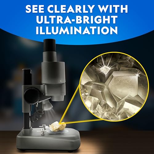 Image of National Geographic Dual LED Student Microscope - 50+ pc Science Kit Includes Set of 10 Prepared Biological & 10 Blank Slides, Lab Shrimp Experiment, 10x-25x Optical Glass Lenses and More! (Silver)