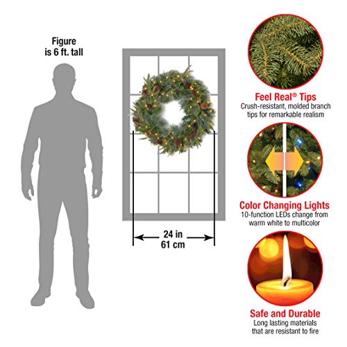image for National Tree Company 'Feel Real' Pre-lit Artificial Christmas Wreath 