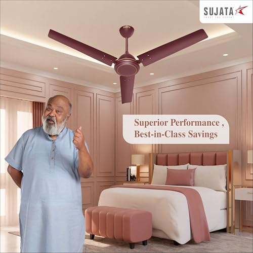 Image of Sujata SBF Air 1200mm BLDC Ceiling Fan | 3 Years Warranty | Savings up to 60% | Remote Control | Fans Ceiling Fans 5 Star | Silent Motor | Inverter Compatible | Living Room & Bedroom (Brown)