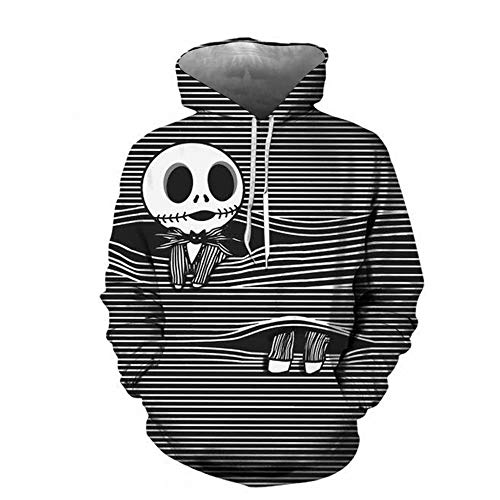 Jack Skellington Disfraz Unisex 3D Impreso Chaqueta Sudadera con Capucha Halloween Skellington...