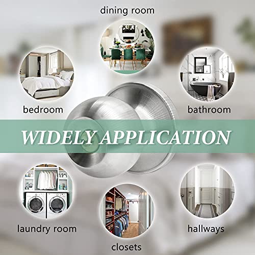 Suntai Entry Door Knob, Exterior/Interior Ball Door Knobs With Lock And Key, For Privacy Bedroom/Entrance, Satin Nickel,(6Pack) #TOP7