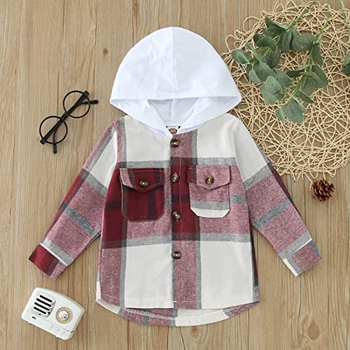 Baby Girls Plaid Hoodie Flannel Shirt Button Down Shacket Jacket Long Sleeve Shirts for Boys 2025 Fashion Kids Fall Clothes4