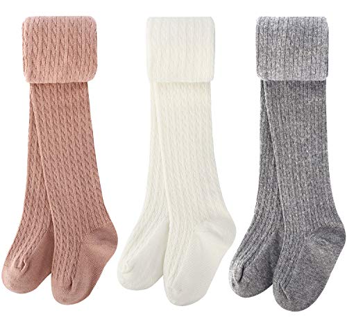 BOOPH Girls Tights Baby Toddler Cable Knit Cotton Footed Leggings Stocking Pants