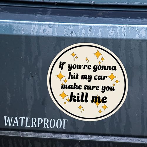 Image of If You're Gonna Hit My Car Make Sure You Kill Me Bumper Stickers, Car Decal Cute Stickers for GenZ, Funny Stickers for Adults Meme Decal, Gift Stickers for Adults Ladies, Size 5 inch