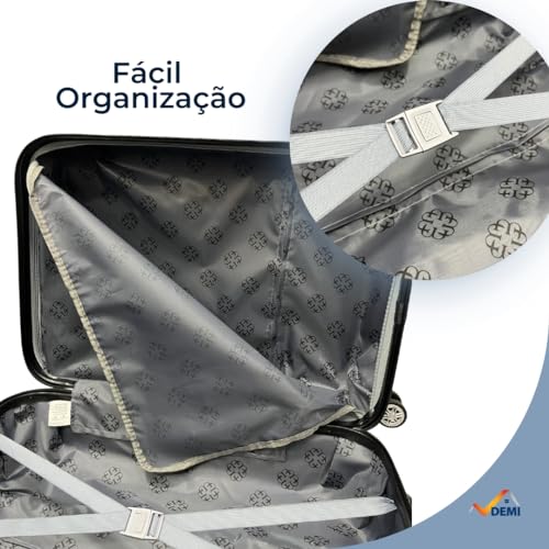 Kit 3 Malas de Viagem 23kg, 10Kg e Frasqueira 14 Polegadas Bolsa de Mão c/Trava de Senha FIbra Rígid