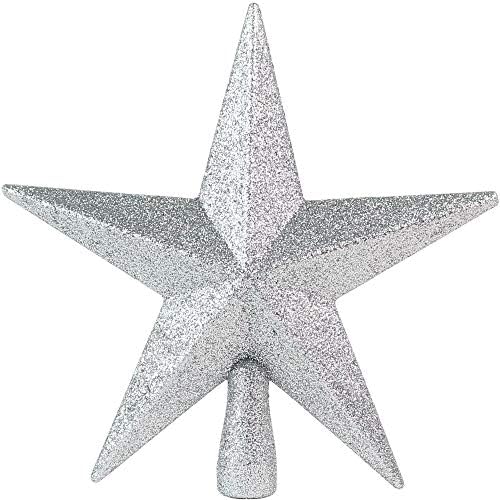 Ornativity Glitter Star Tree Topper - Christmas Silver Decorative Holiday Bethlehem Star Ornament