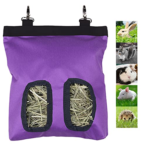 TSLIVE Rabbit Hay Feeder Bag, Guinea Pig Hay Feeder Storage, Rabbit Hay Bag, Guinea Pig Hay Feeder,11in X9.4in Small Animal Feeder Bag,600D Oxford Cloth Fabric (Purple)