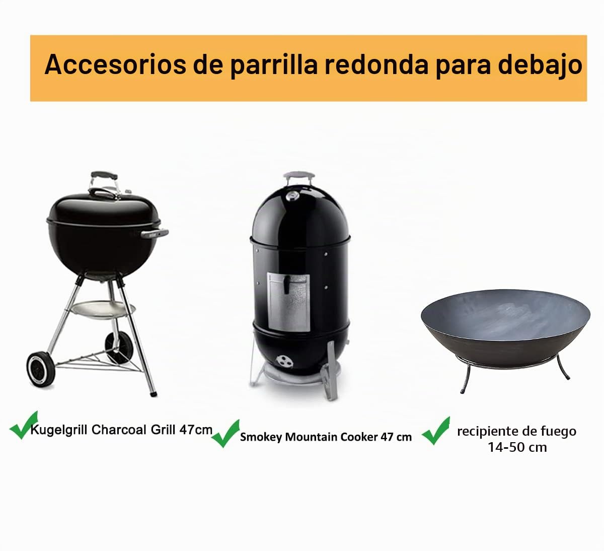 Parrilla Redonda 44,5 cm de diámetro, Acero Inoxidable 304 para Parrilla Barbacoa Redonda,se Adapta a la Parrilla de Barbacoa de Bola de carbón Weber de 47cm