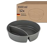 Koziol MOVE MENU 1,1 Mehrwegschale aus Kunststoff 1100 ml | 12er Set | mit Unterteilung |wiederverwendbar, bruchsicher, spülmaschinenfest | Catering, Take-Away, Meal-Prepping