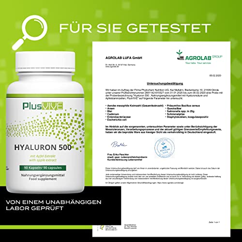 Hyaluronsäure-Kapseln Plusvive 90 Kapseln mit 500 mg Hyaluronsäure