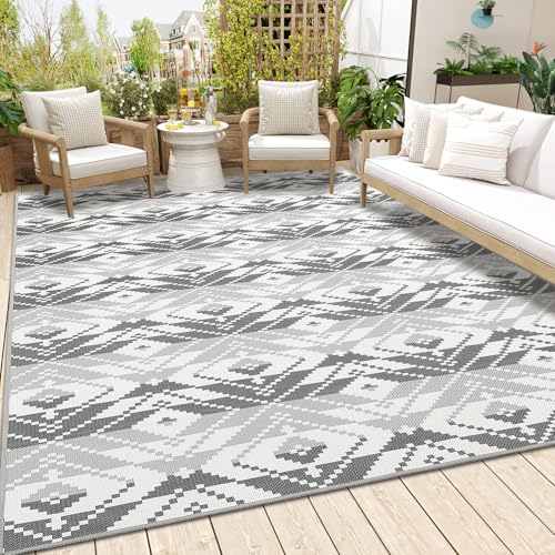 GarveeHome Indoor/Outdoor Area Rug 5x8 Moroccan Geometric Area Rug Non Slip Washable Rug Patio Rug Vintage Easy Clean Rustic Floor Carpet for Living R