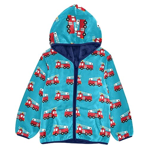 Image of Aflyko Boys Fleece Coat Blue Zip-Up Hoodie Girls Outerwear Kids Hooded Jacket