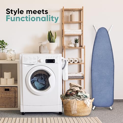Home Intuition Extra Thick Ironing Board Cover and Pad Iron Scorch Resistant with Hook and Loop Secure Fastener and Elastic Edge,15x54, Standard Size Coated Thick Padding, Blue - Thumbnail 5