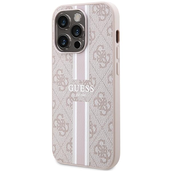 Coque iPhone 15 Pro GUESS rigide rose antichoc chic imprimé 4G - 2