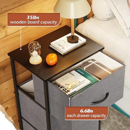 image for WLIVE Dresser with 3 Drawers, Fabric Nightstand, Organizer Unit, Stora
