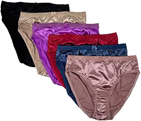 Peachy Panty 6 Pack Satin Full Coverage Women's Panties (Large) Assorted