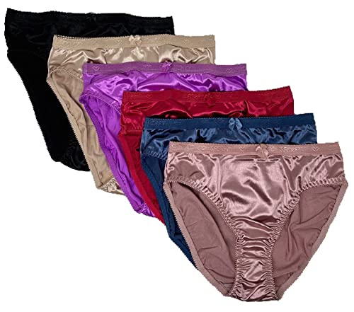 6 Pack Satin Shine Full Coverage Women's Panties Smooth Soft Nylon