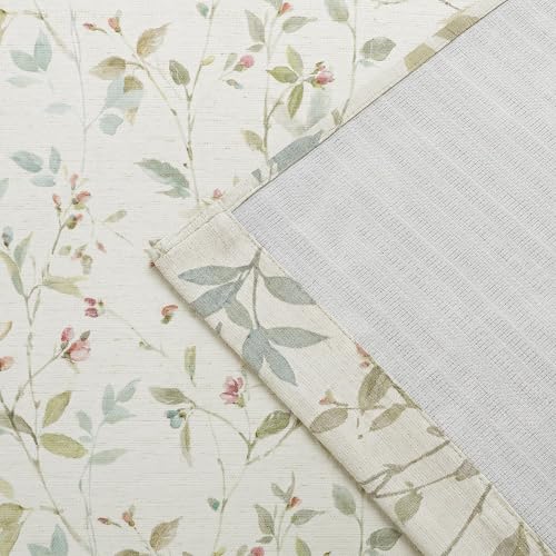 Image of Chyhomenyc Roman Linen Blend Curtains 63 Inch Length 2 Panels Set, Light Filtering Floral Curtains Printed Drapes for Living Room Rod Pocket Textured Window Treatment, 38Wx63L Inch