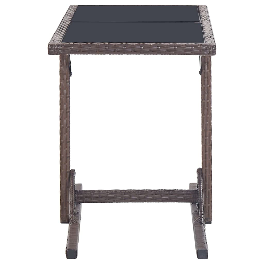 Stół ogrodowy, brązowy, 110 x 53 x 72 cm, szkło i rattan PE | Stalowy stelaż, wodoodporny, łatwy w pielęgnacji, łatwy montaż, na taras i werandę